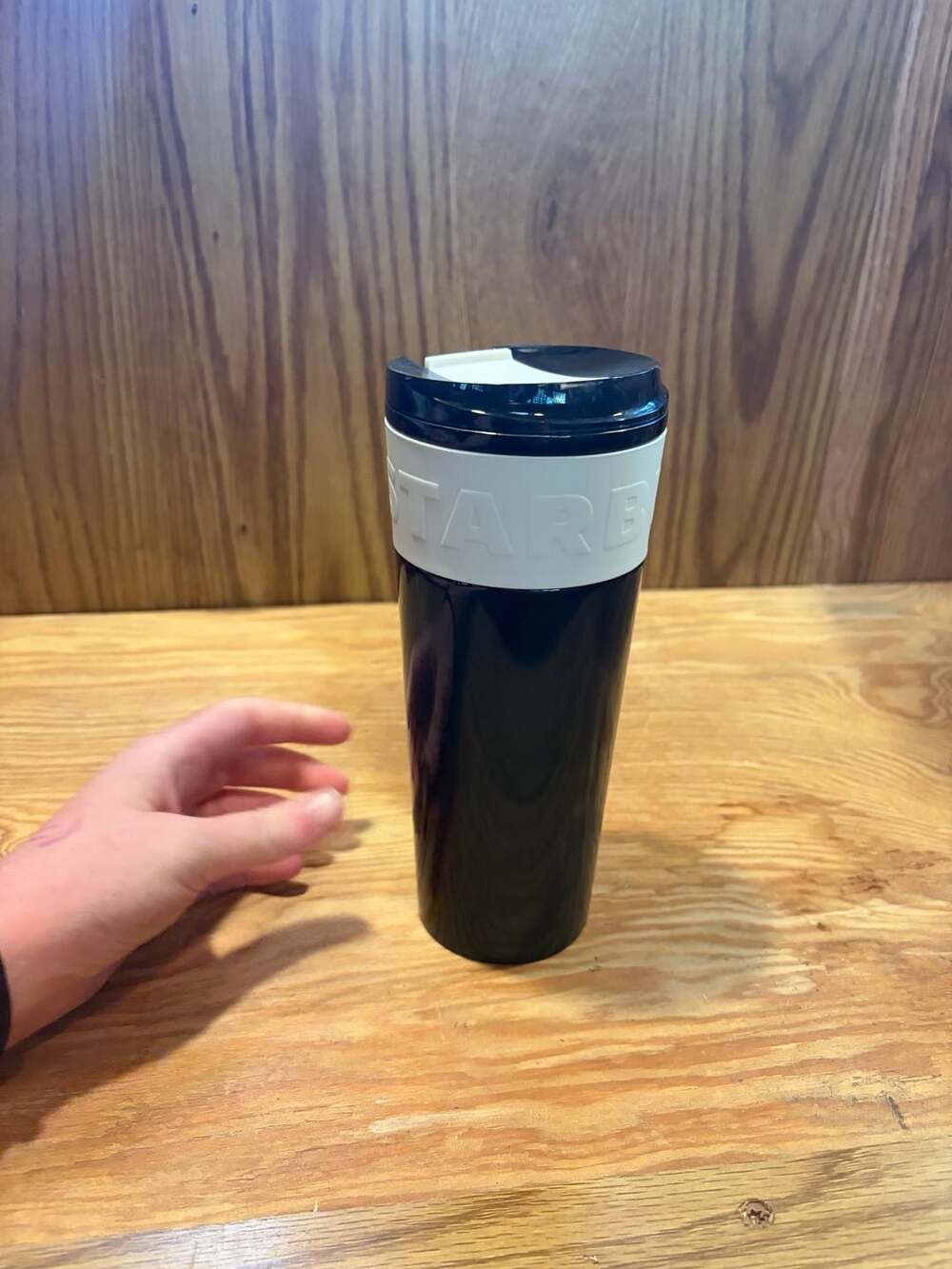 Starbucks Travel Mug 16 fl. oz. Black White Piano Grip Tumbler
